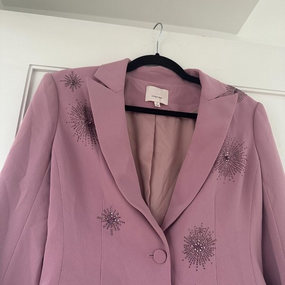Cinq à Sept Cheyenne Crepe Blazer Jacket Staburst Rhinestone Embellishment Mauve - Picture 8 of 11